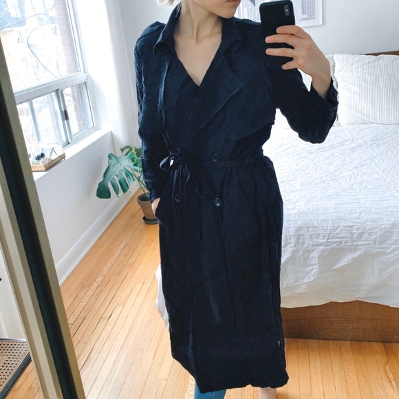 Lightweight Black Trench Coat Belted Jacket - Picture 2 of 4